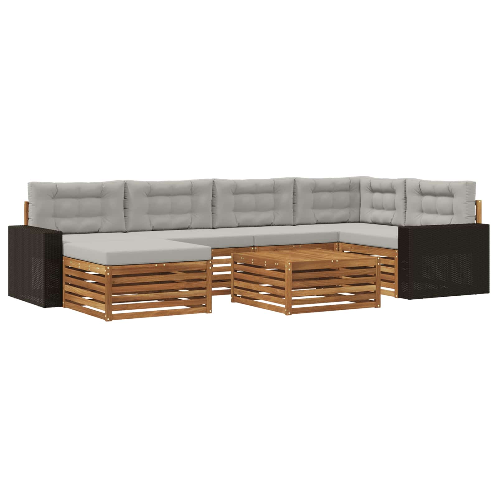 Outdoor-Sofagarnitur mit Kissen 7 pcs Natürlich und Hellgrau