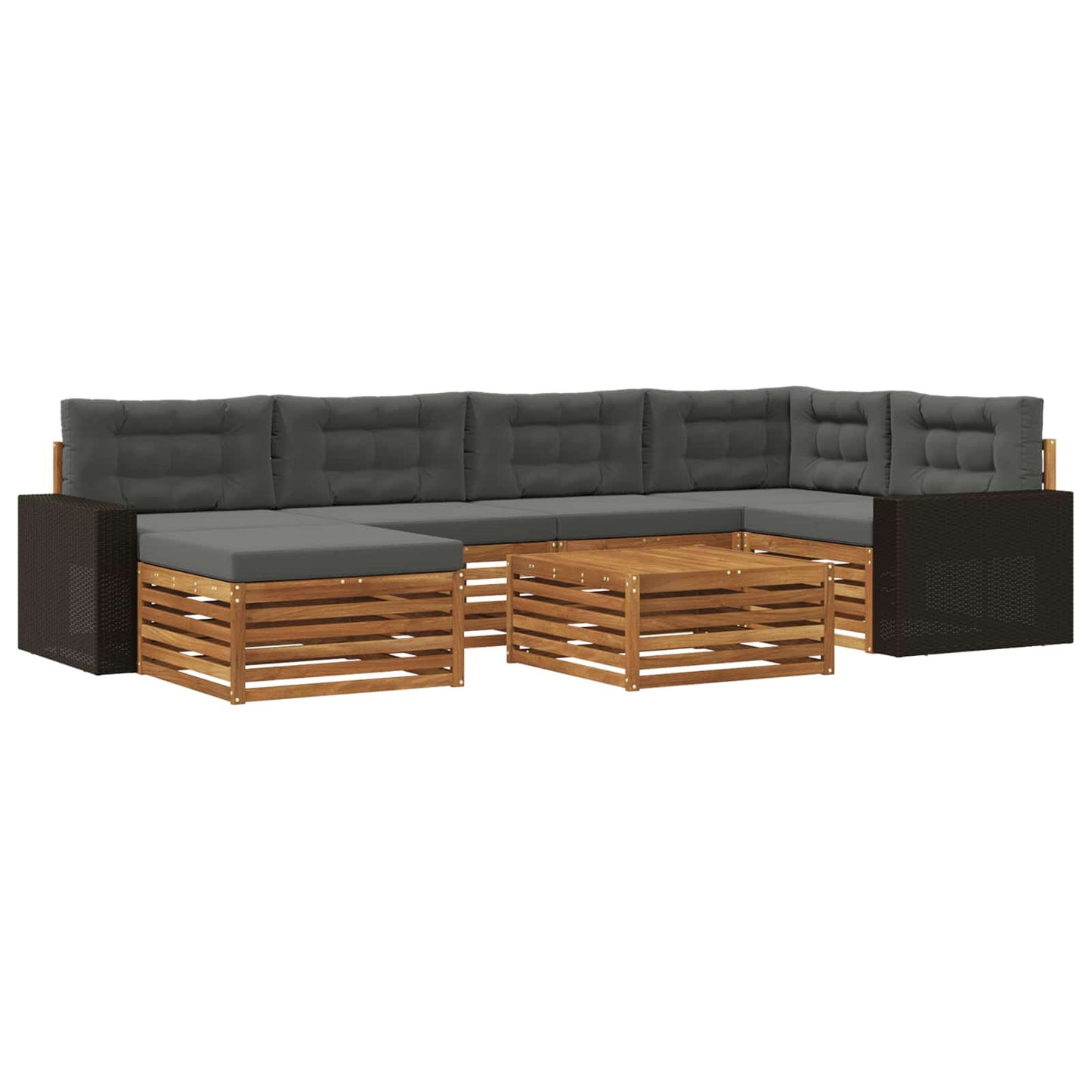 Outdoor-Sofagarnitur mit Kissen 7 pcs Natur und Anthrazit