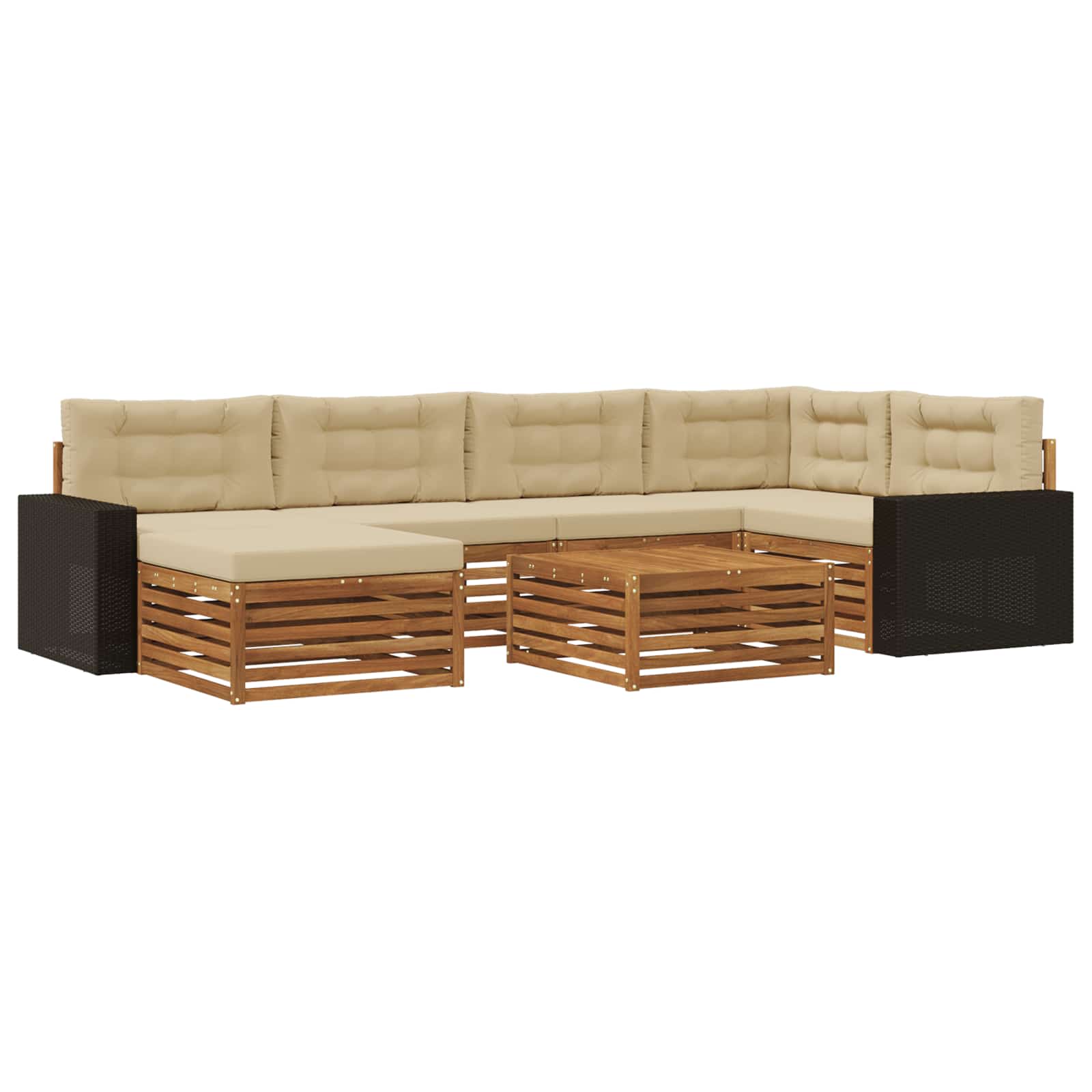 Outdoor-Sofagarnitur mit Kissen 7 pcs Natur und Beige