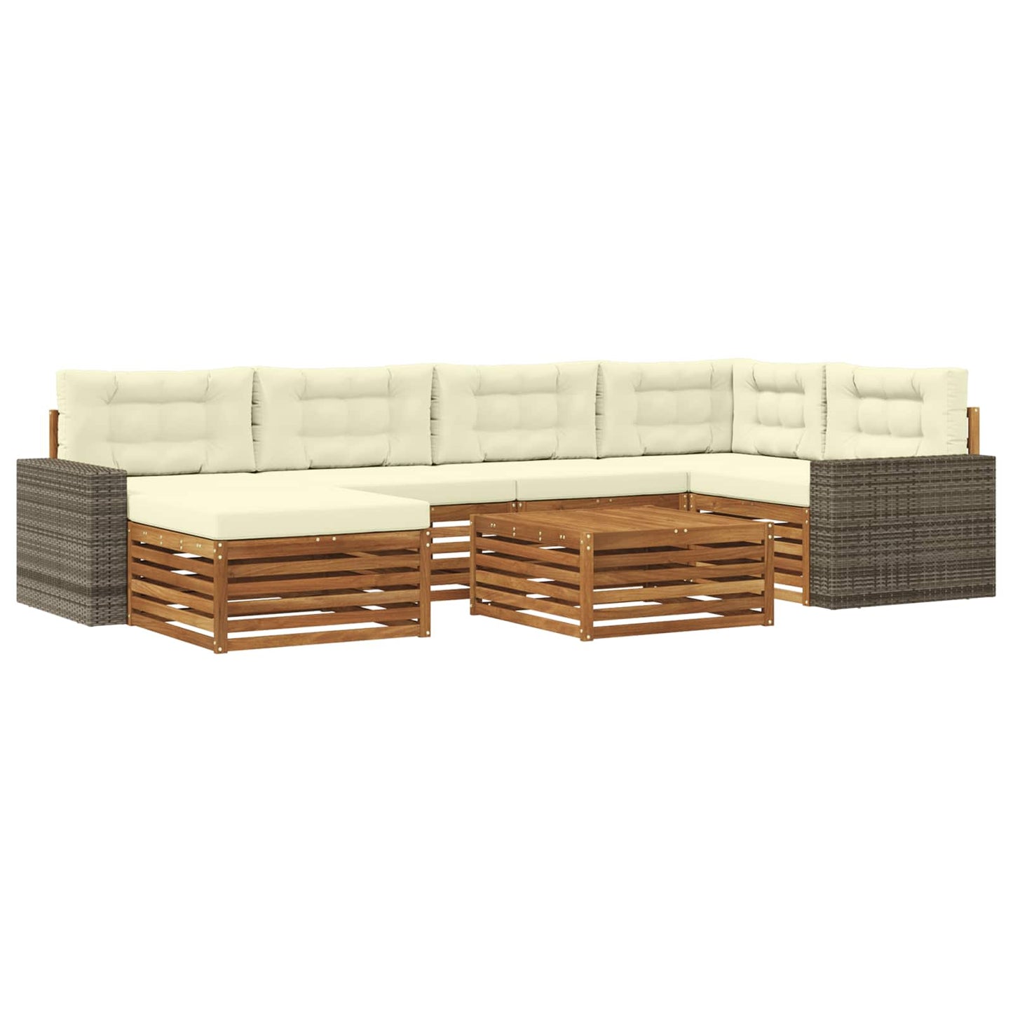 Outdoor-Sofagarnitur 7 stk. Natur und Creme