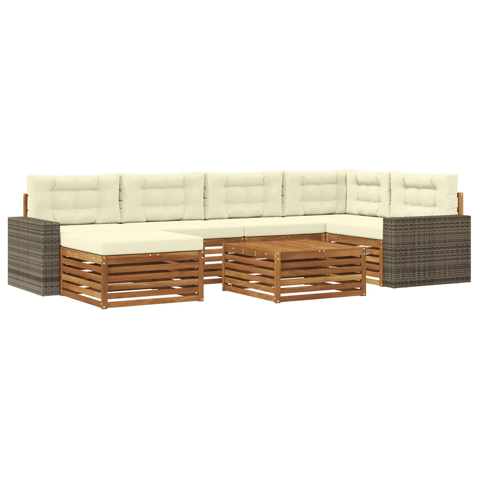 Outdoor-Sofagarnitur 7 stk. Natur und Creme
