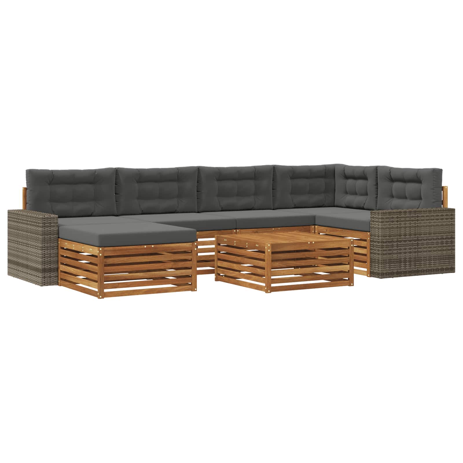 Outdoor-Sofagarnitur mit Kissen 7 pcs Natur und Anthrazit