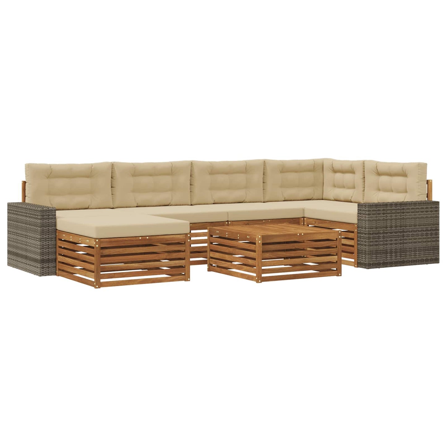 Outdoor-Sofagarnitur mit Kissen 7 pcs Natur und Beige