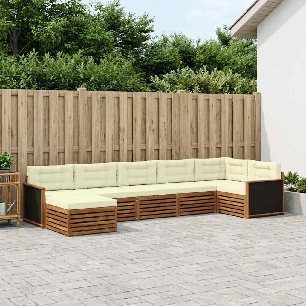 Outdoor-Sofagarnitur 7 stk. Natur und Creme