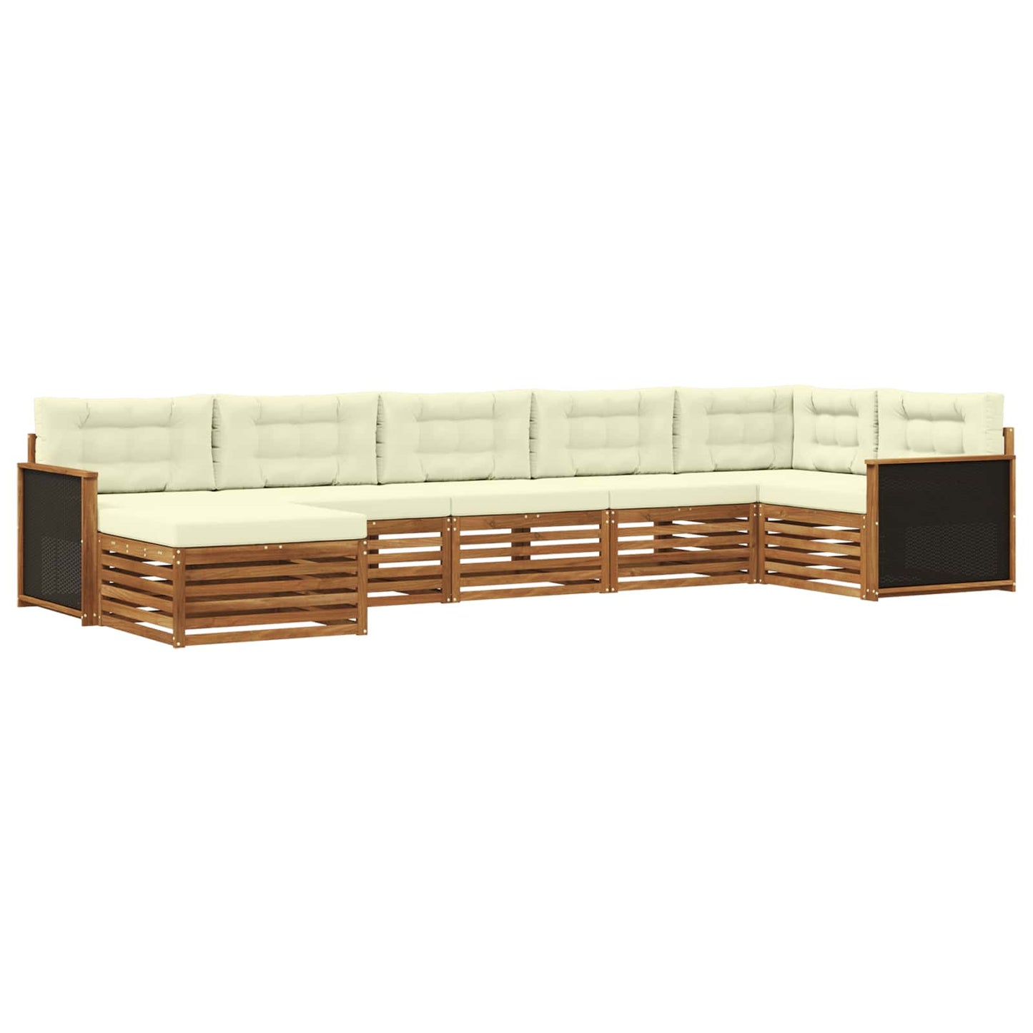 Outdoor-Sofagarnitur 7 stk. Natur und Creme