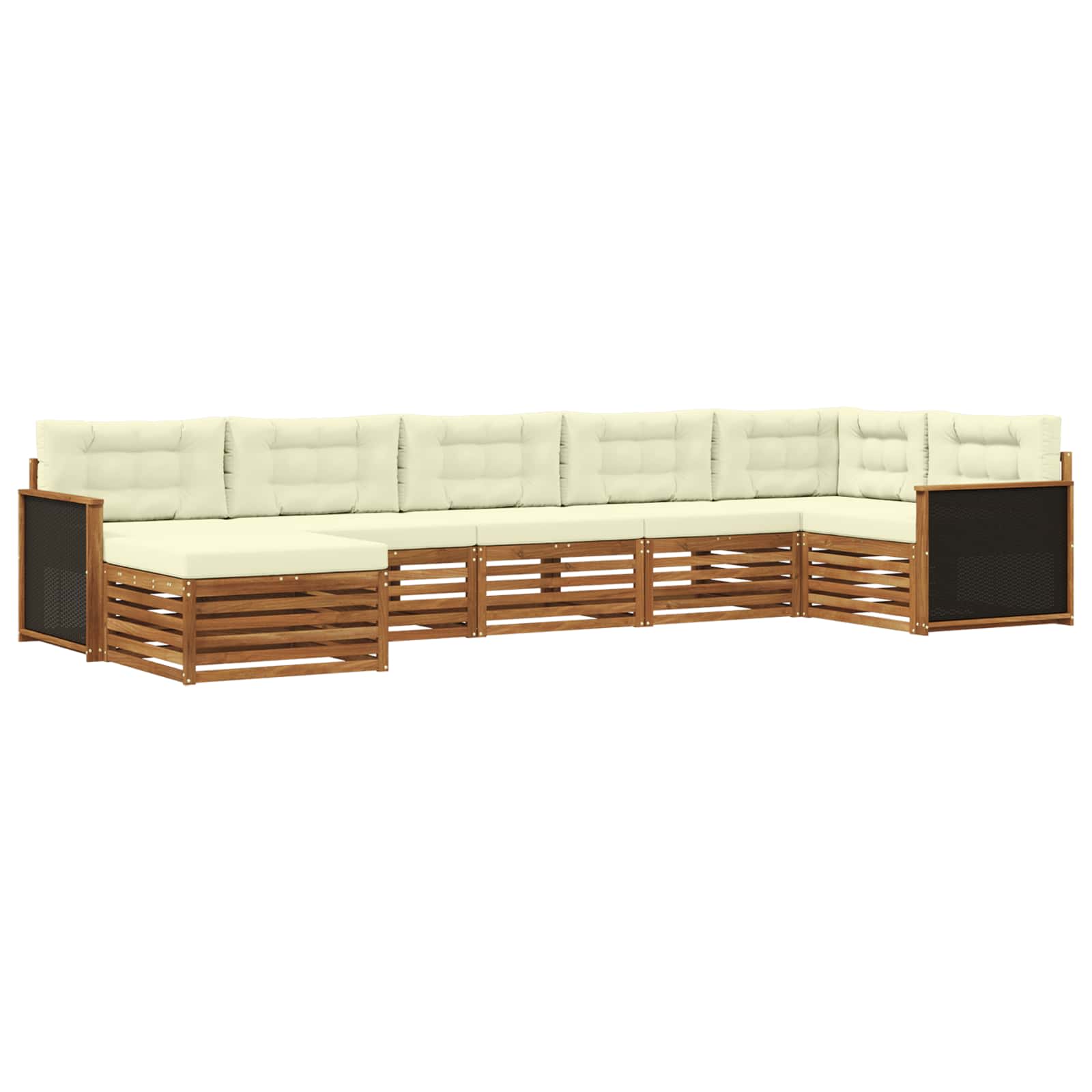 Outdoor-Sofagarnitur 7 stk. Natur und Creme