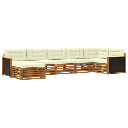 Outdoor-Sofagarnitur 7 stk. Natur und Creme