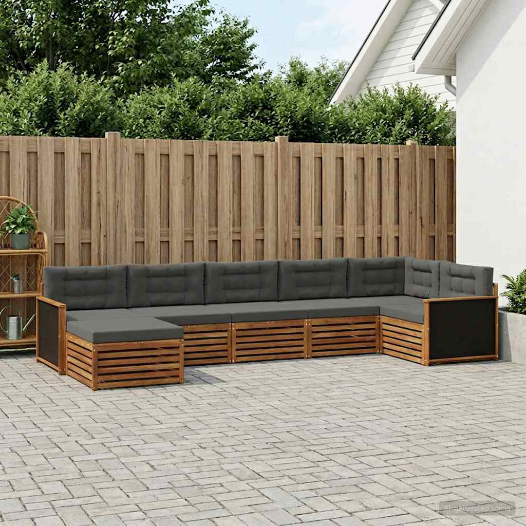 Outdoor-Sofagarnitur 7 stk. Natur und Anthrazit