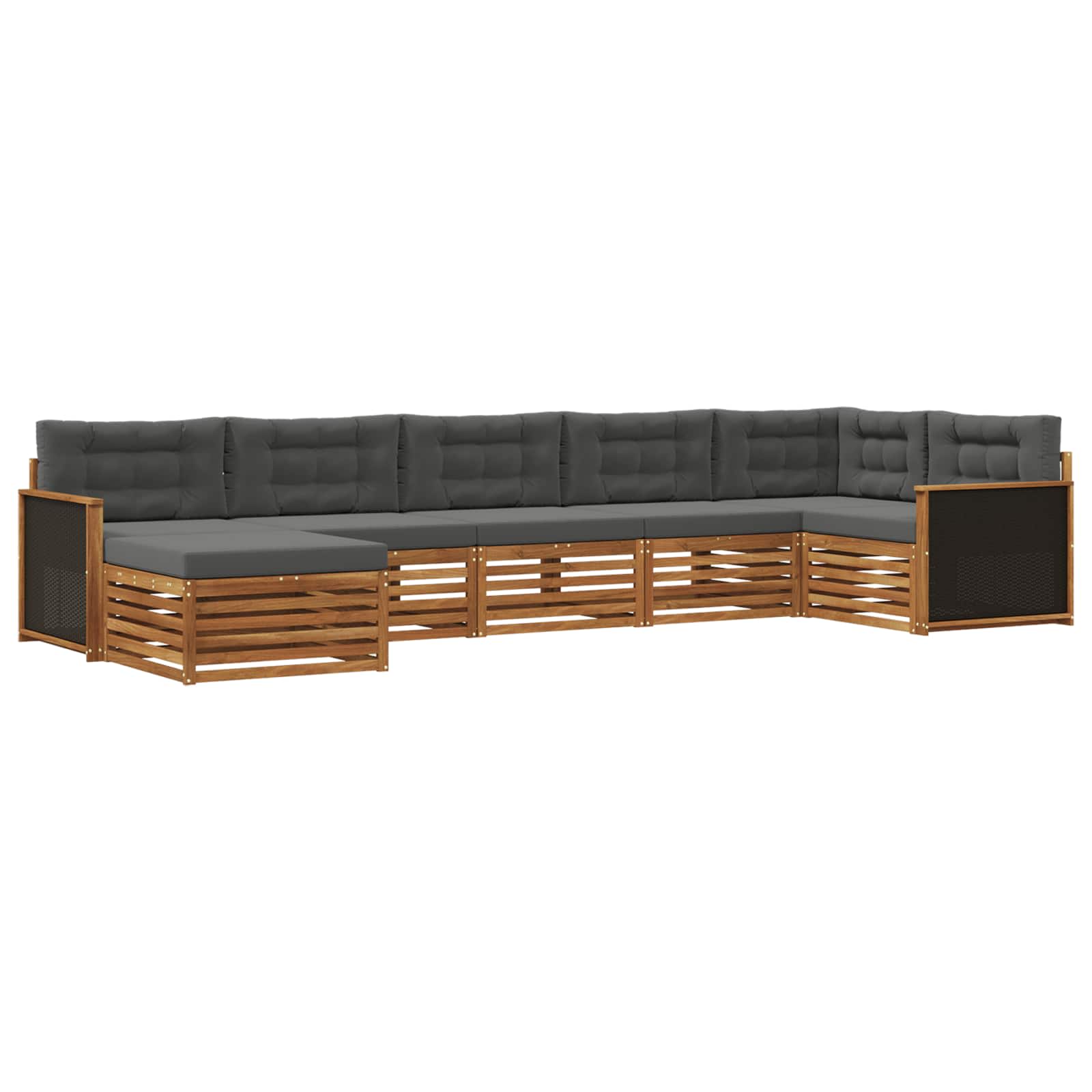 Outdoor-Sofagarnitur 7 stk. Natur und Anthrazit
