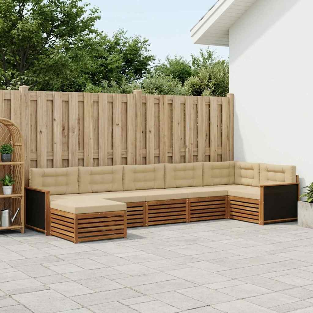 Outdoor-Sofagarnitur mit Kissen 7 pcs Natur und Beige