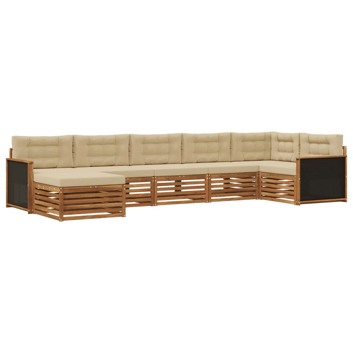 Outdoor-Sofagarnitur mit Kissen 7 pcs Natur und Beige