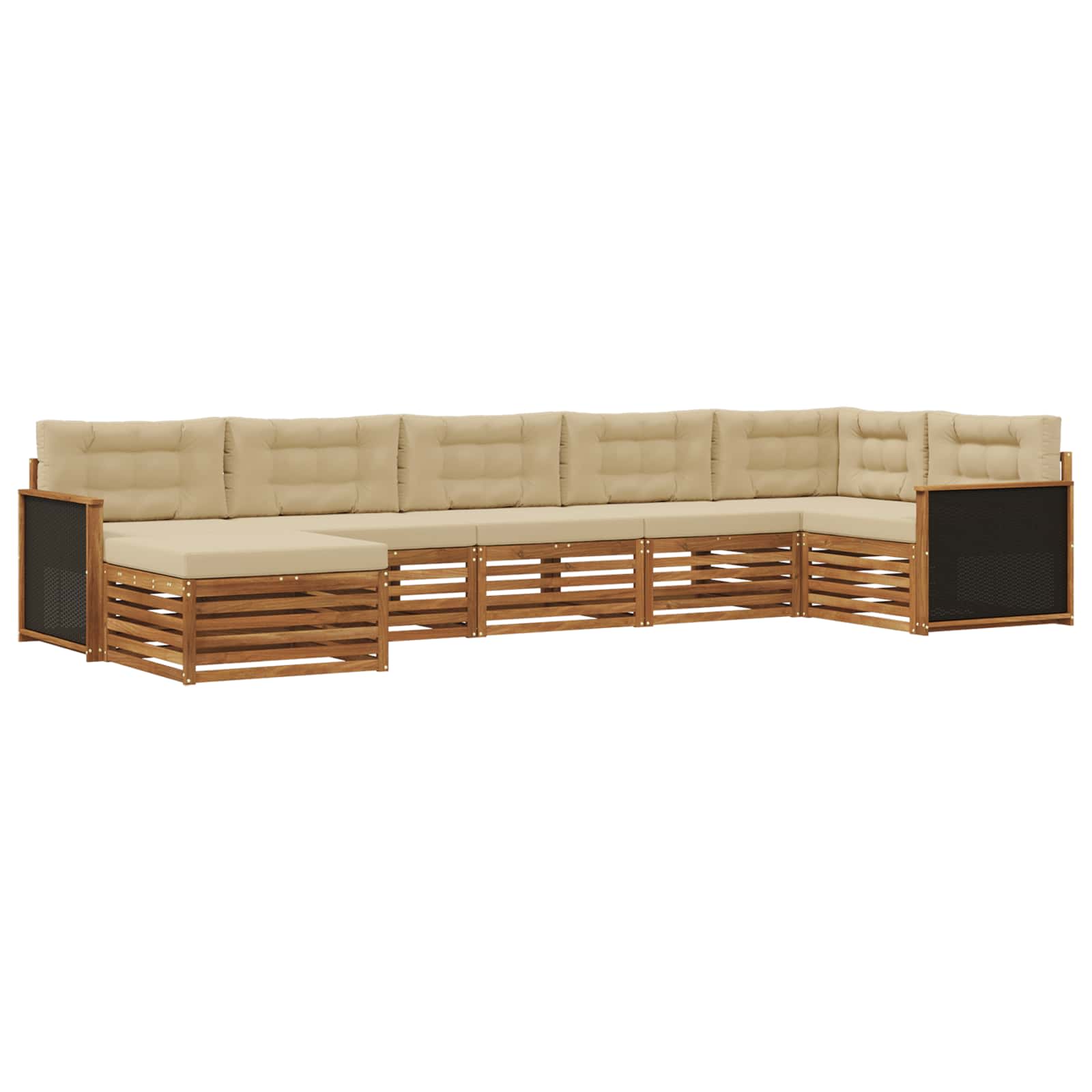 Outdoor-Sofagarnitur mit Kissen 7 pcs Natur und Beige