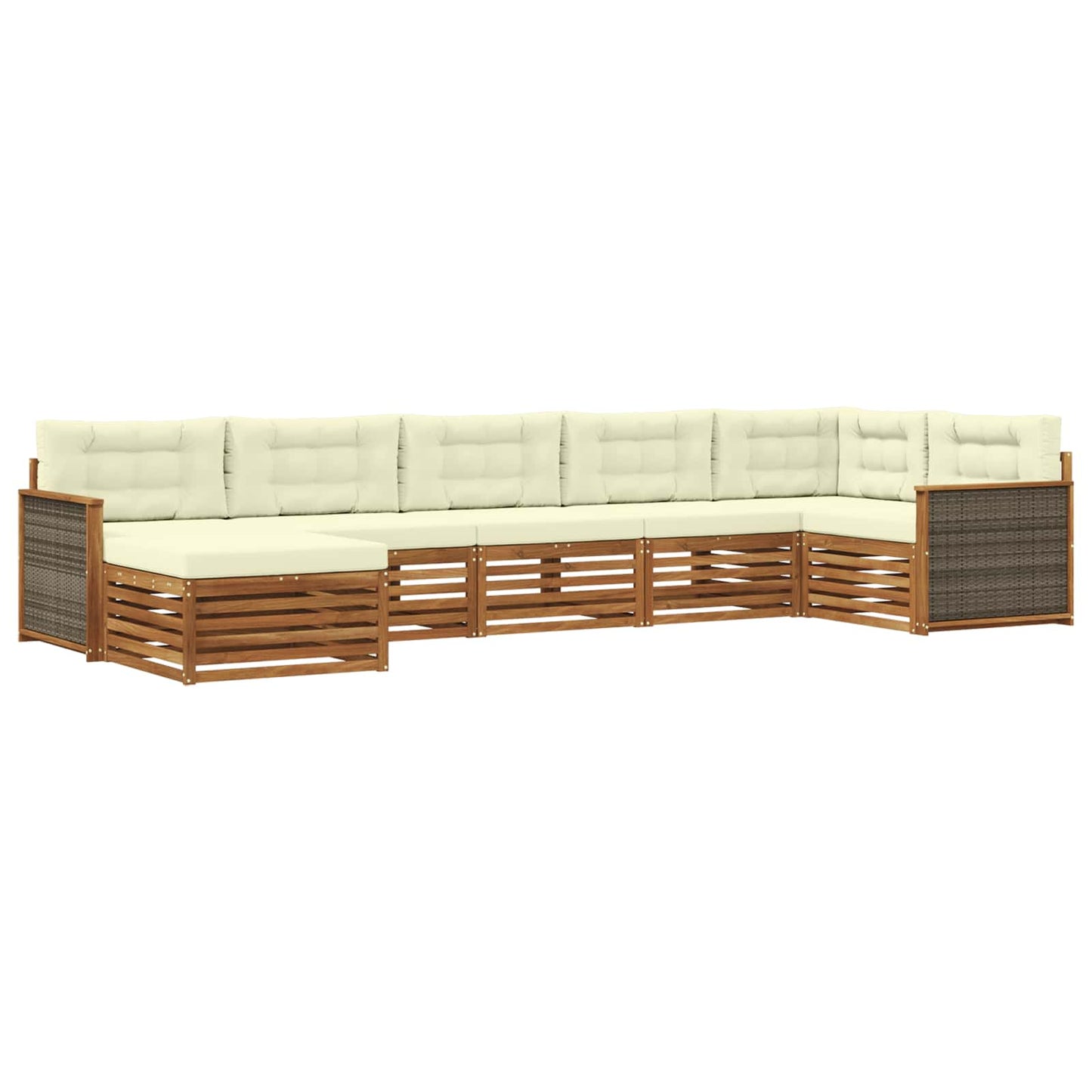 Outdoor-Sofagarnitur 7 stk. Natur und Creme