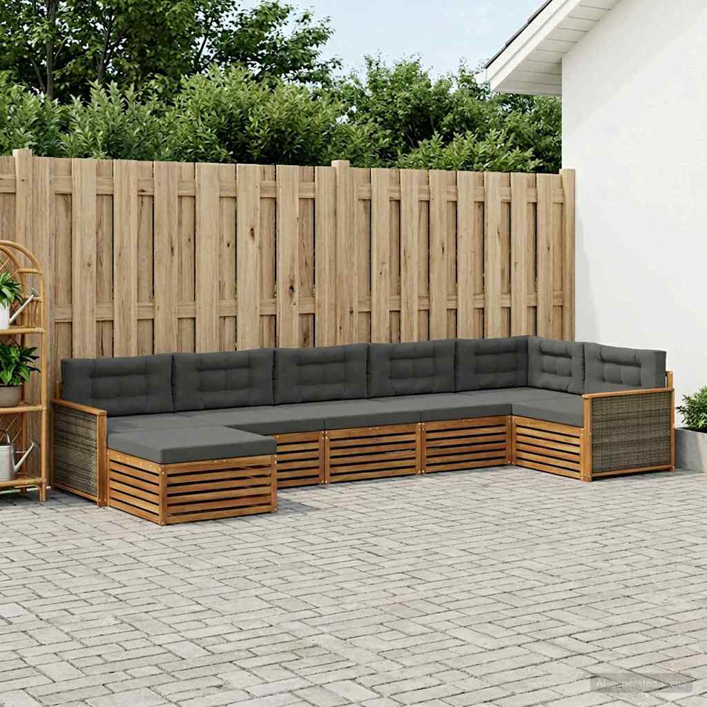 Outdoor-Sofagarnitur 7 stk. Natur und Anthrazit