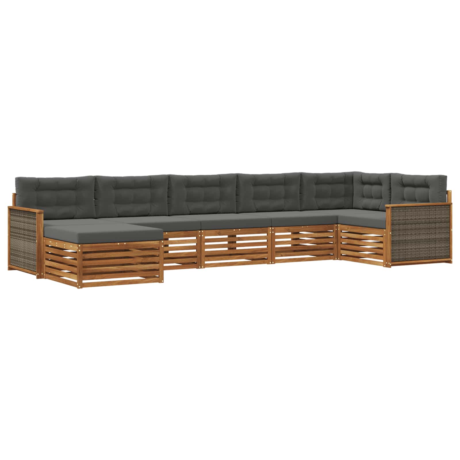 Outdoor-Sofagarnitur 7 stk. Natur und Anthrazit