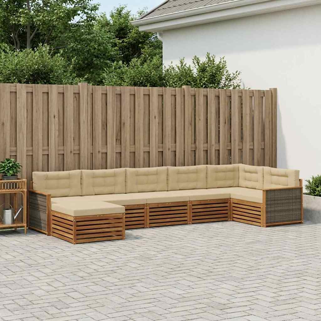 Outdoor-Sofagarnitur mit Kissen 7 pcs Natur und Beige