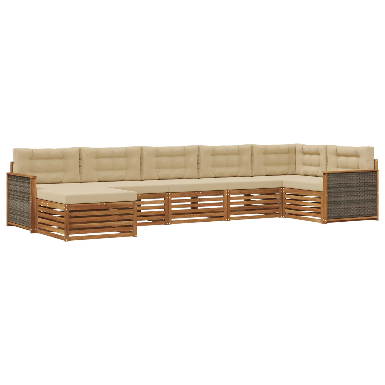Outdoor-Sofagarnitur mit Kissen 7 pcs Natur und Beige