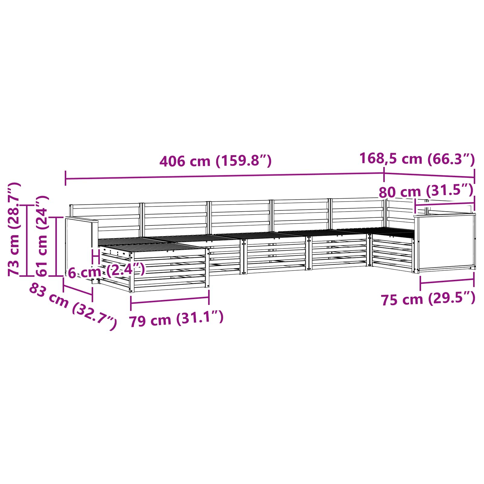 Outdoor-Sofagarnitur 7 pcs Natur