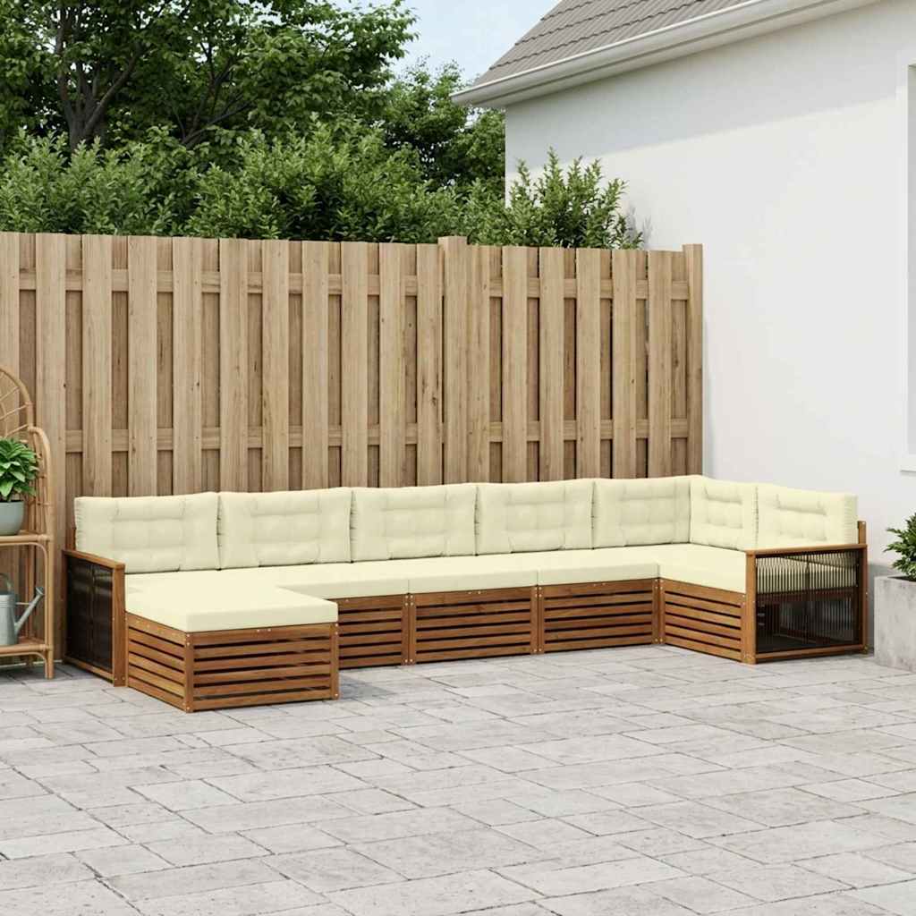 Outdoor-Sofagarnitur 7 stk. Natur und Creme