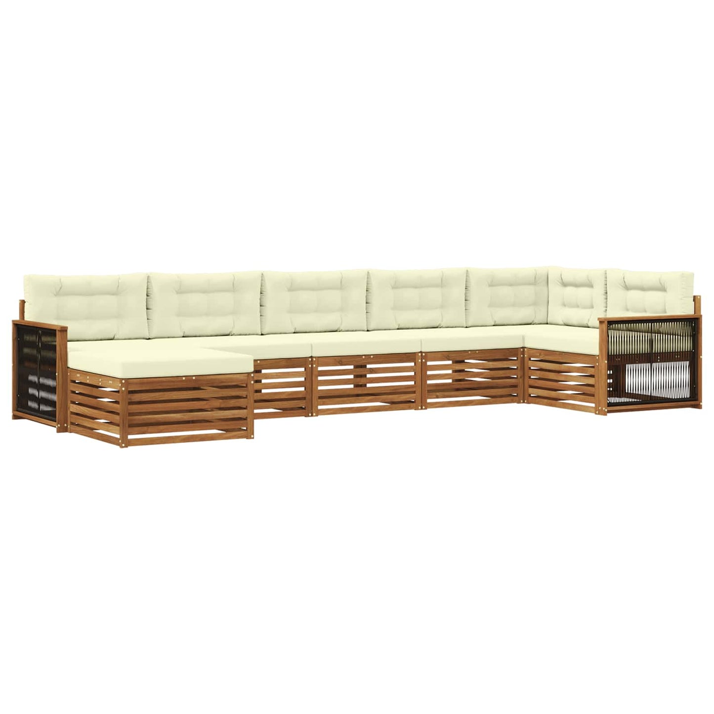 Outdoor-Sofagarnitur 7 stk. Natur und Creme