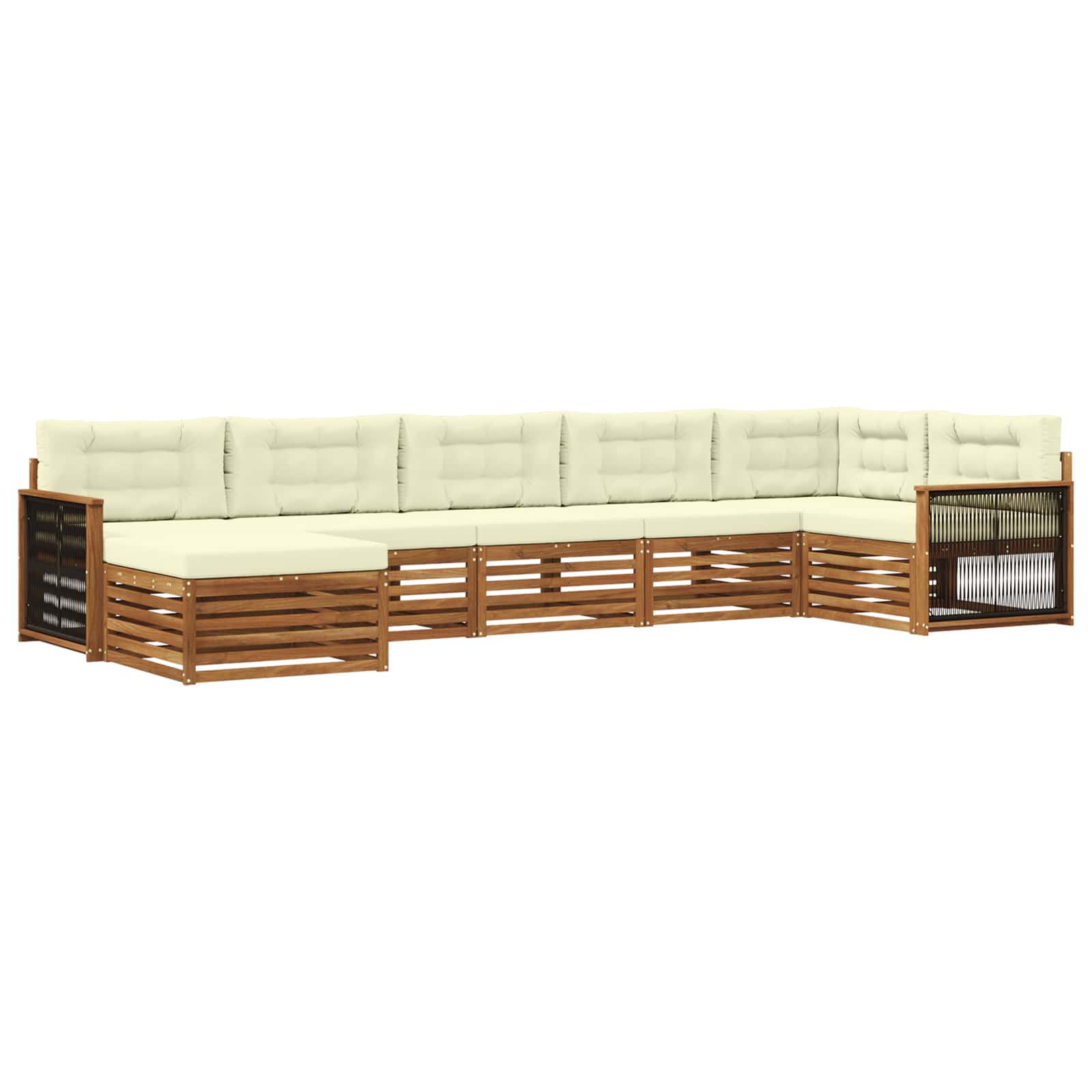 Outdoor-Sofagarnitur 7 stk. Natur und Creme