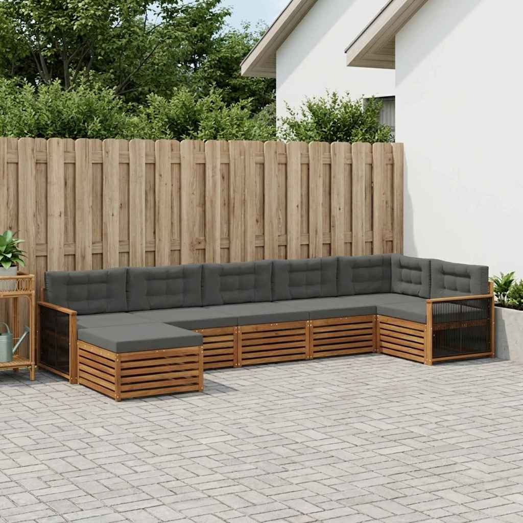 Outdoor-Sofagarnitur 7 stk. Natur und Anthrazit