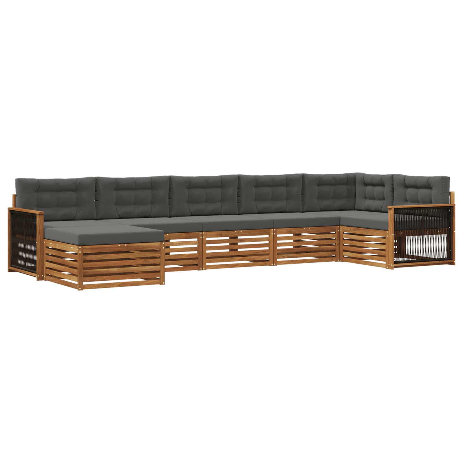 Outdoor-Sofagarnitur 7 stk. Natur und Anthrazit