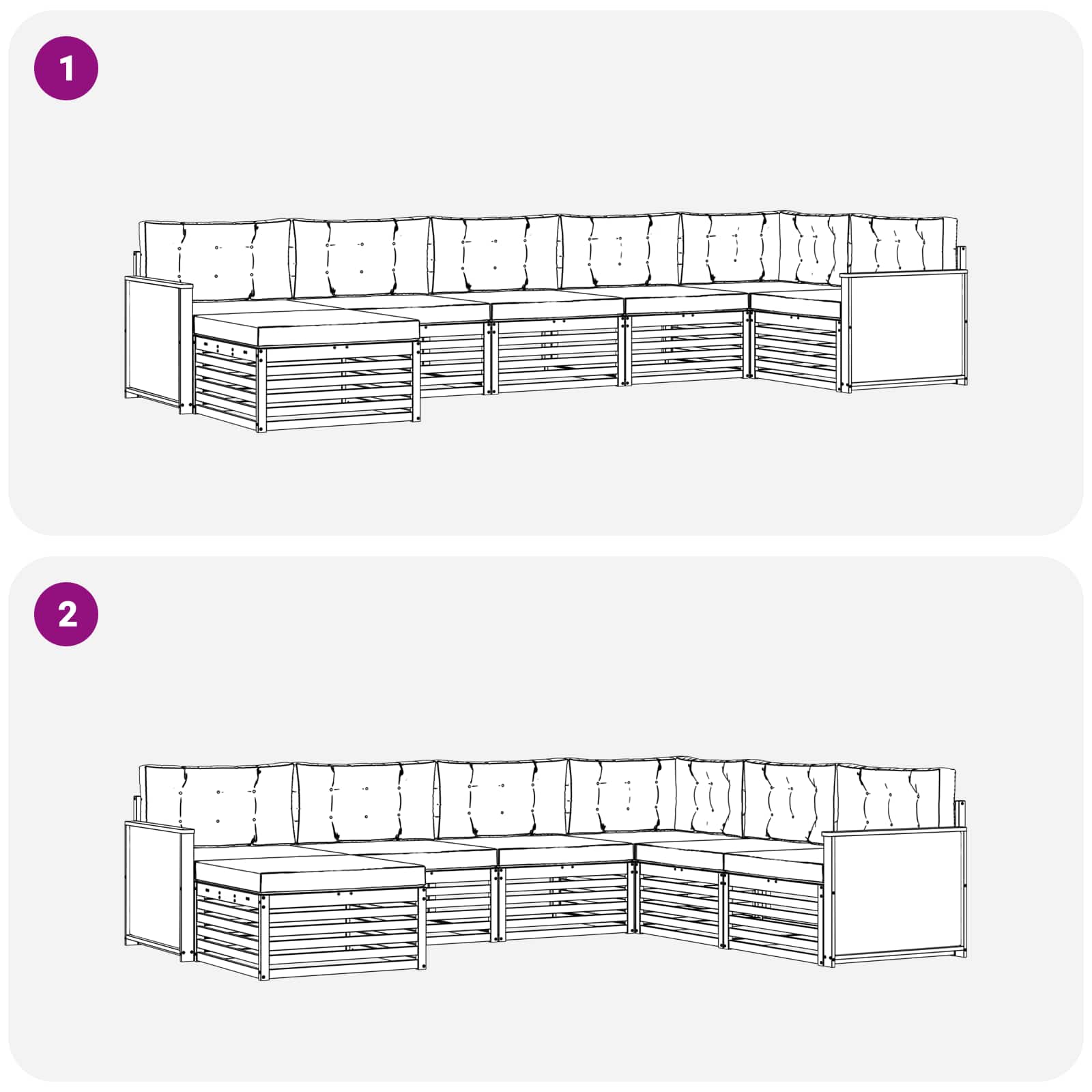 Outdoor-Sofagarnitur 7 stk. Natur und Anthrazit