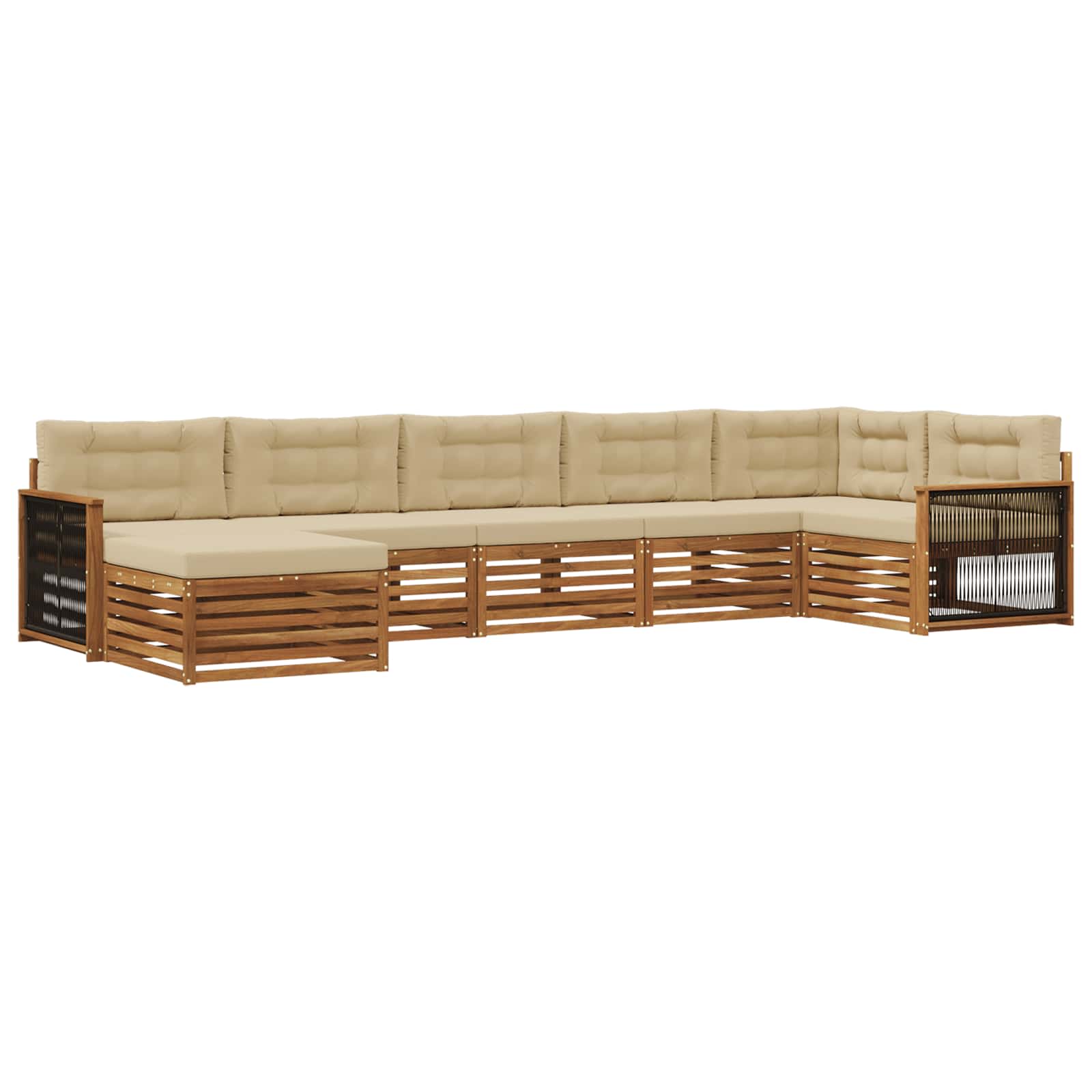 Outdoor-Sofagarnitur mit Kissen 7 pcs Natur und Beige
