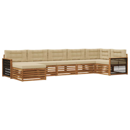 Outdoor-Sofagarnitur 7 stk. Natur und Beige