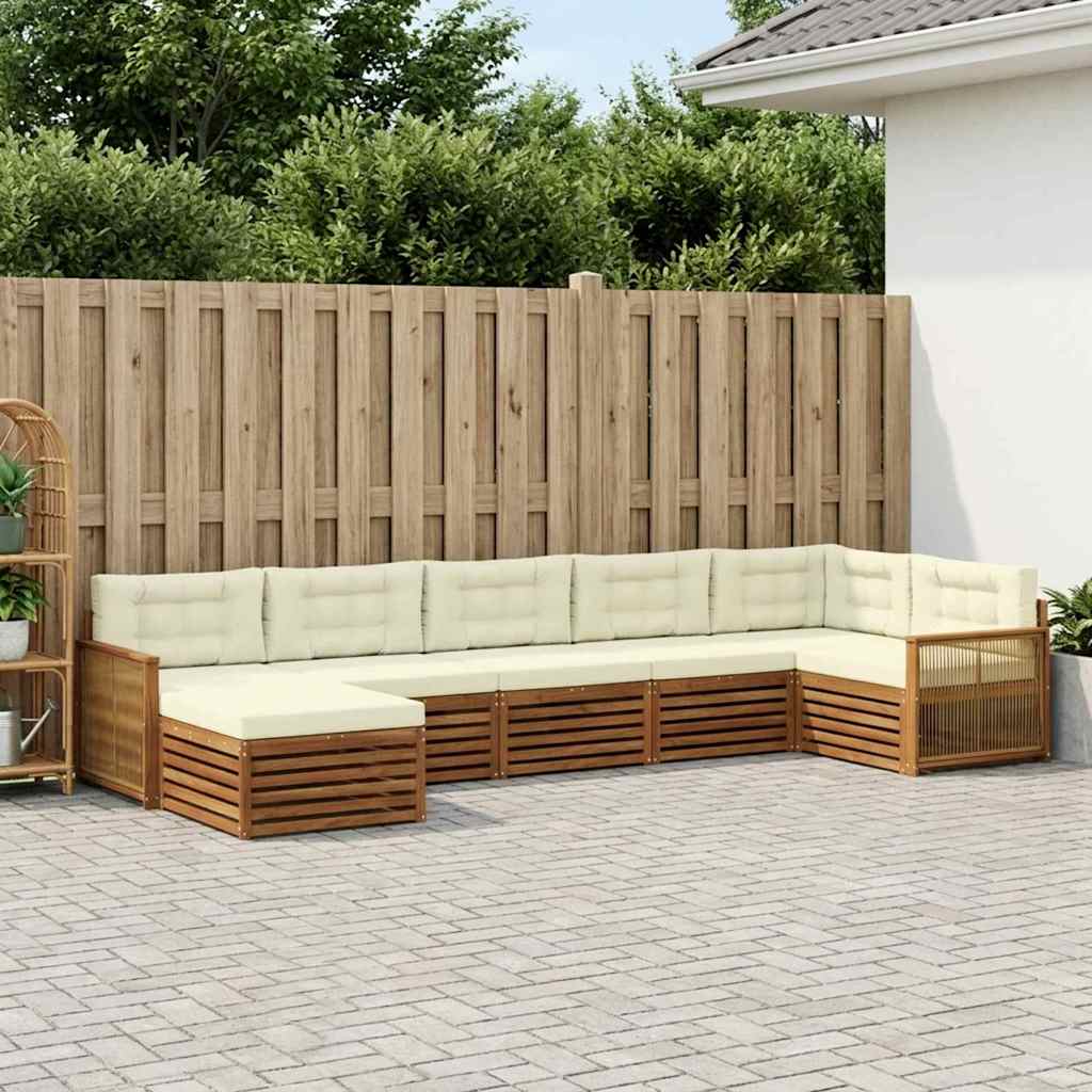 Outdoor-Sofagarnitur 7 stk. Natur und Creme