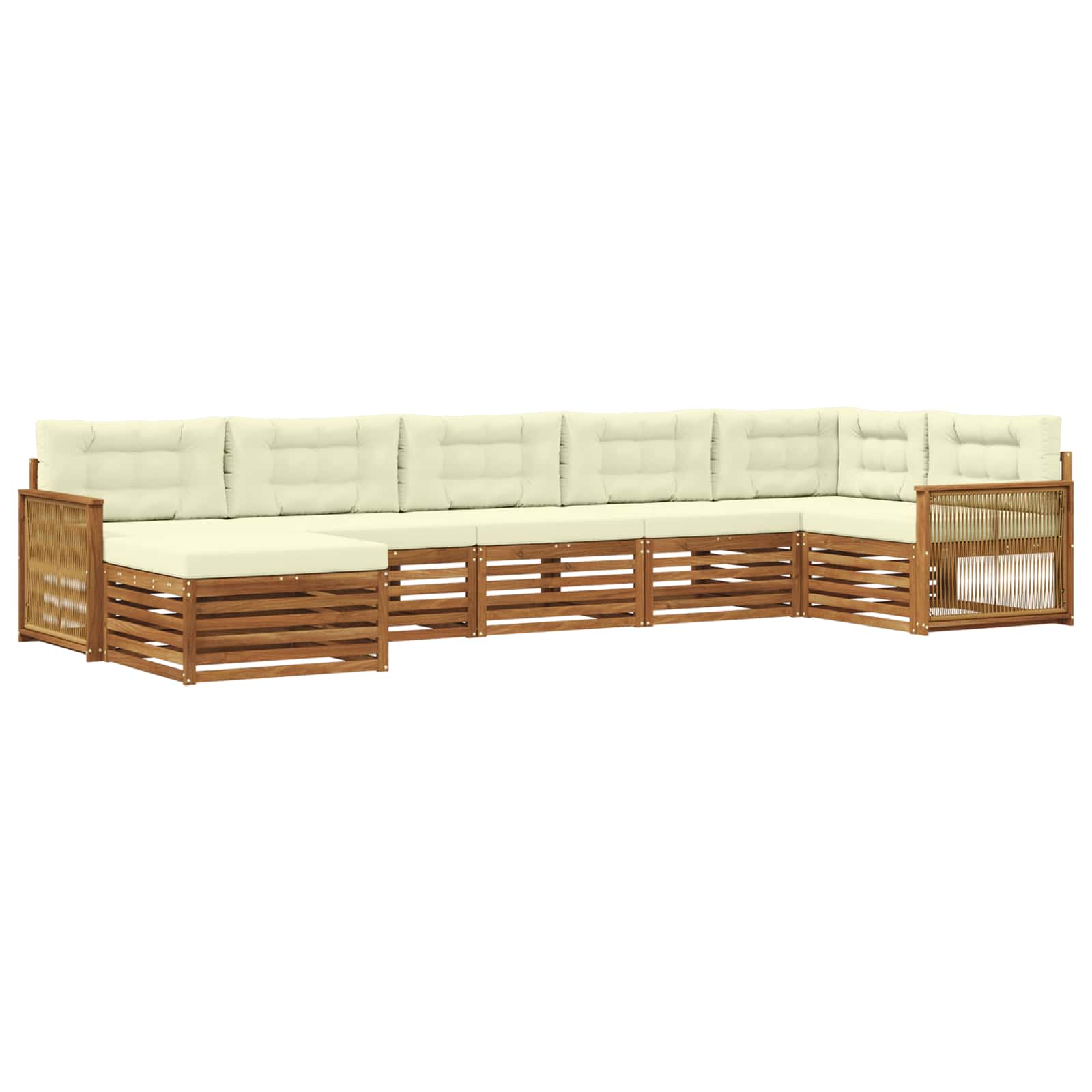 Outdoor-Sofagarnitur 7 stk. Natur und Creme