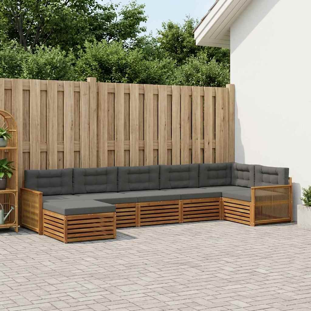 Outdoor-Sofagarnitur 7 stk. Natur und Anthrazit