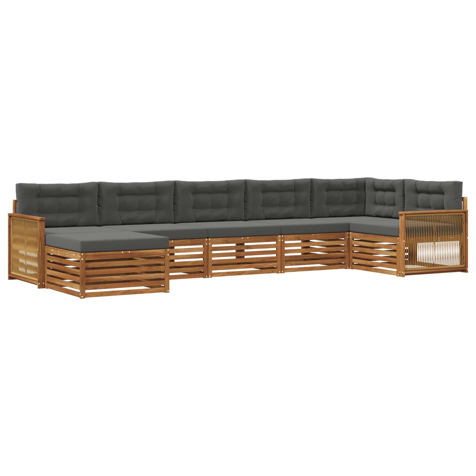 Outdoor-Sofagarnitur 7 stk. Natur und Anthrazit