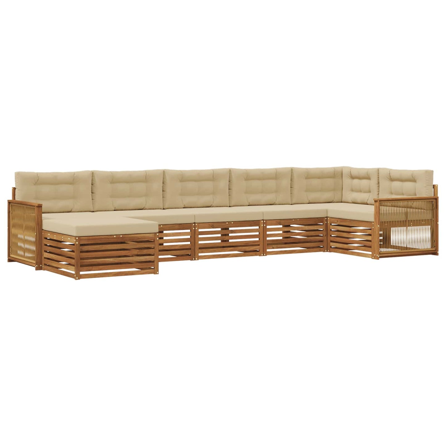 Outdoor-Sofagarnitur mit Kissen 7 pcs Natur und Beige