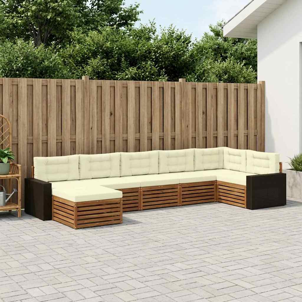 Outdoor-Sofagarnitur 7 stk. Natur und Creme