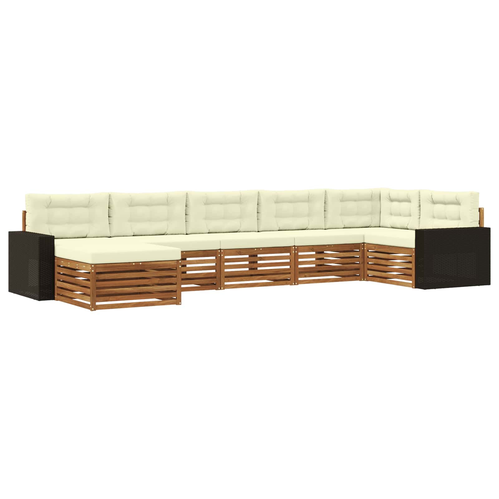 Outdoor-Sofagarnitur 7 stk. Natur und Creme