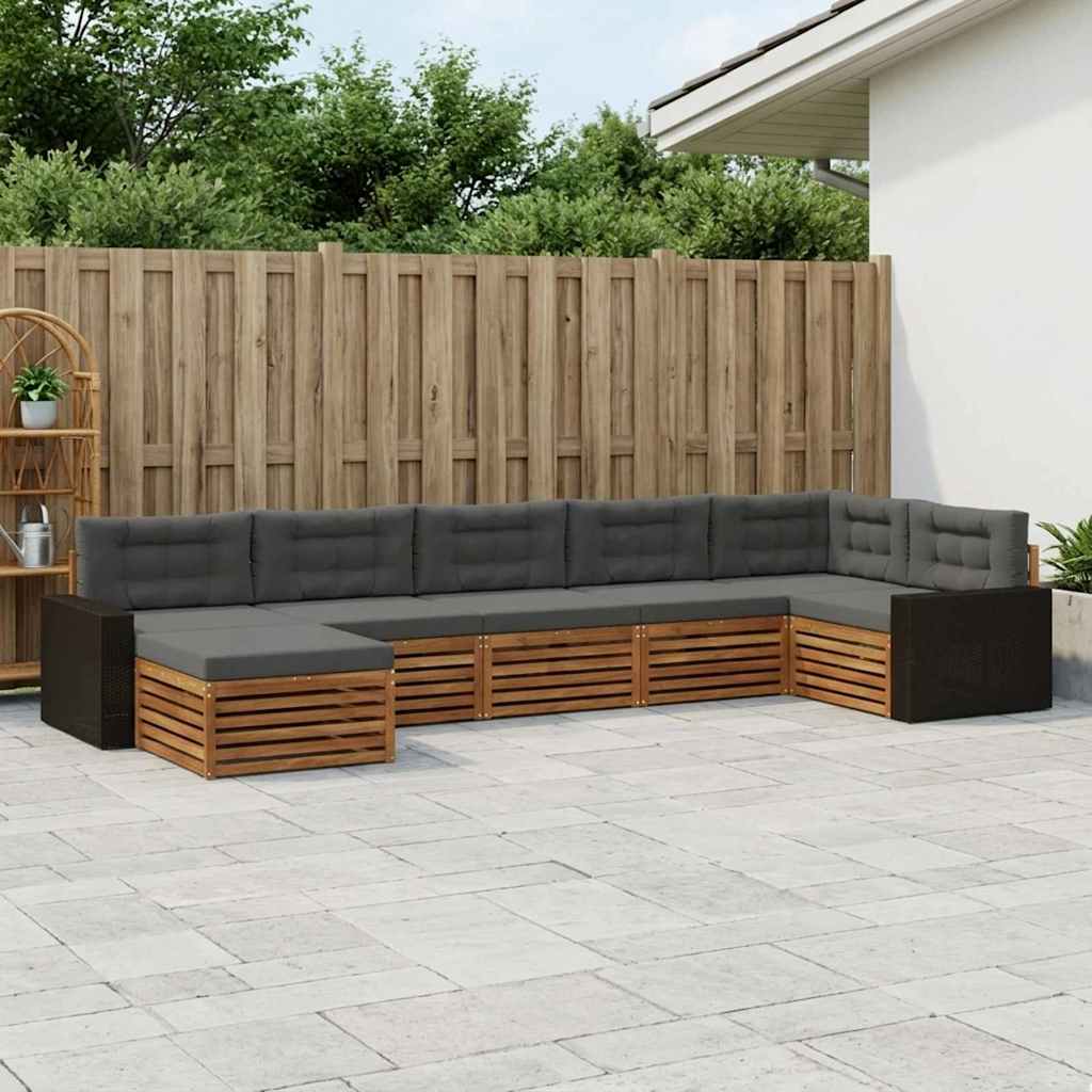 Outdoor-Sofagarnitur mit Kissen 7 pcs Natur und Anthrazit
