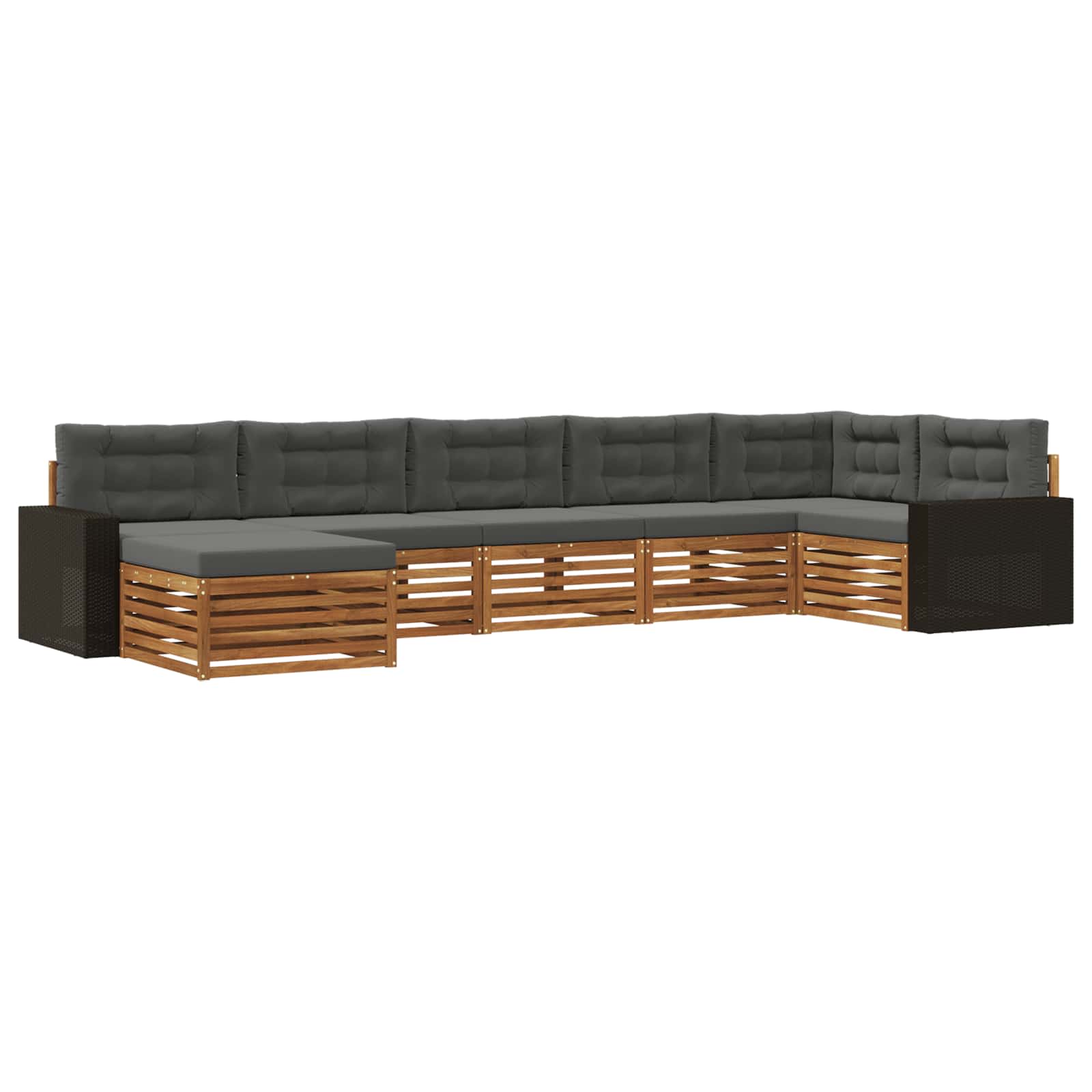 Outdoor-Sofagarnitur mit Kissen 7 pcs Natur und Anthrazit