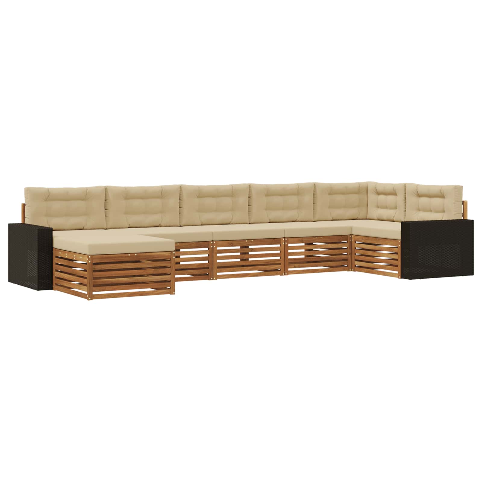 Outdoor-Sofagarnitur mit Kissen 7 pcs Natur und Beige
