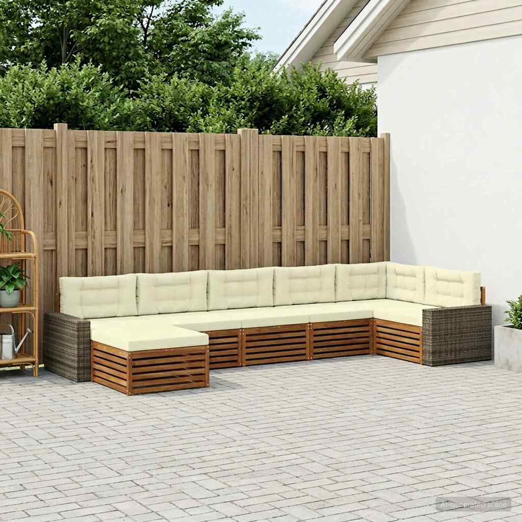 Outdoor-Sofagarnitur 7 stk. Natur und Creme