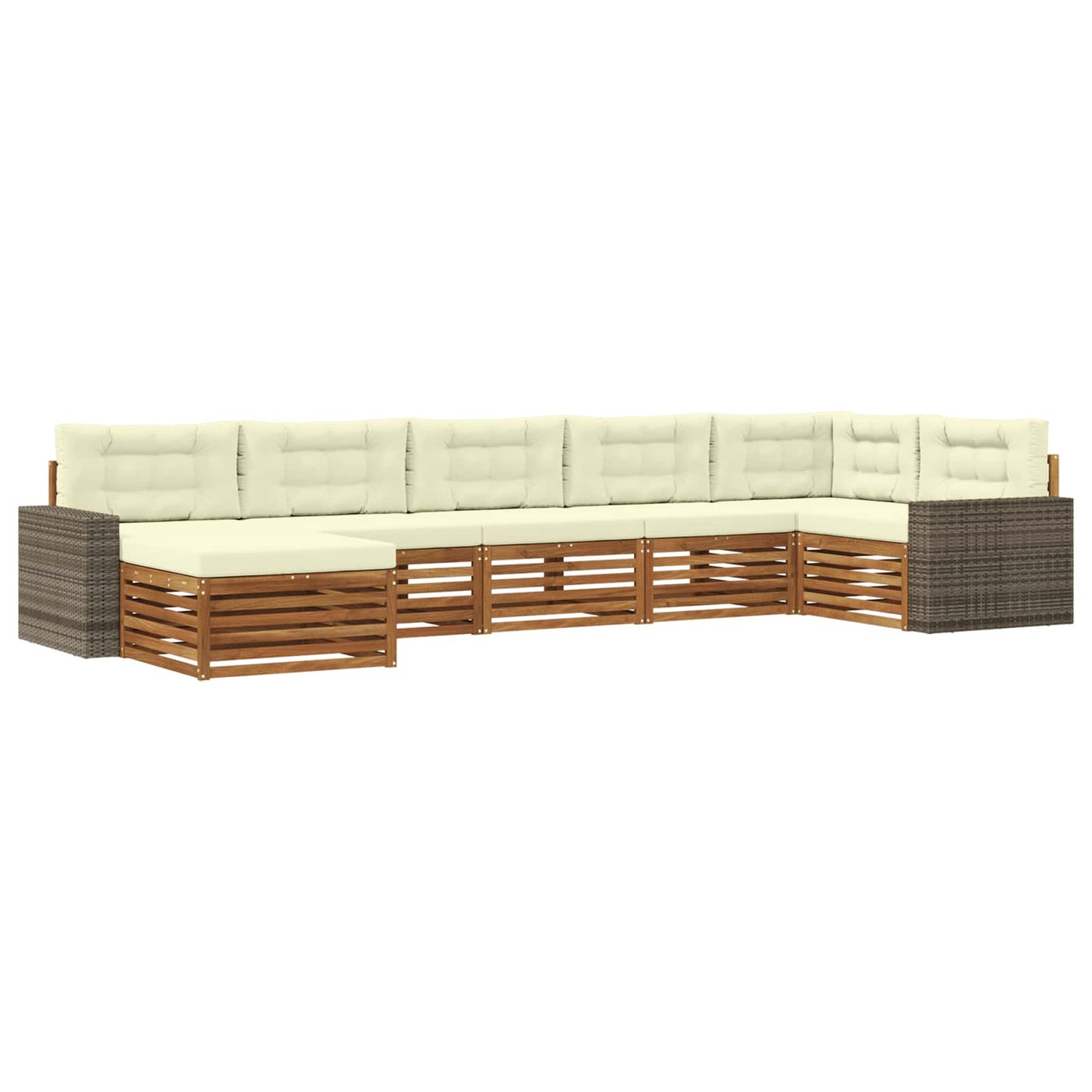 Outdoor-Sofagarnitur 7 stk. Natur und Creme