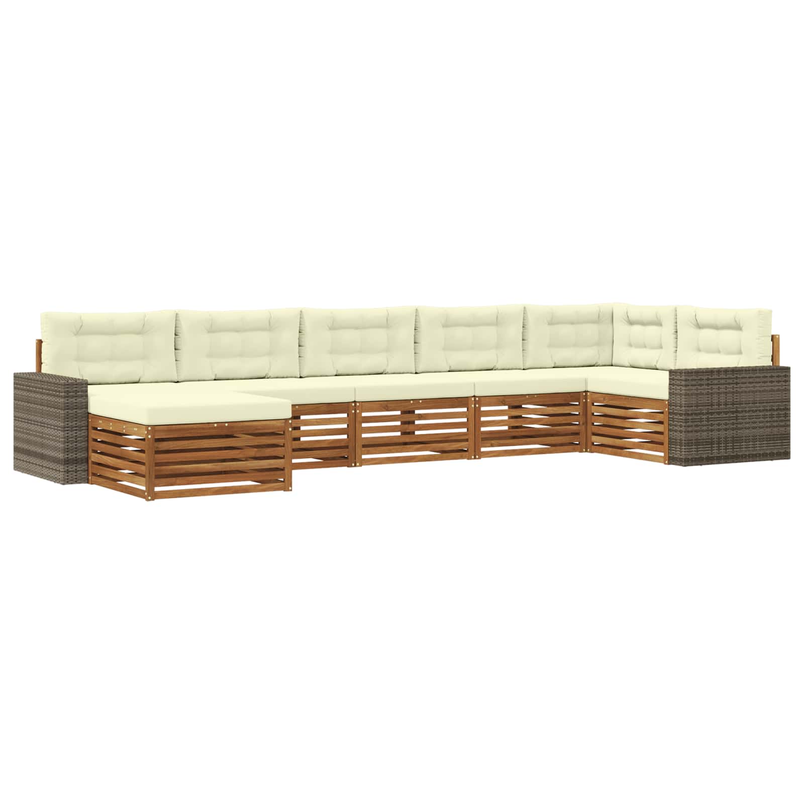 Outdoor-Sofagarnitur 7 stk. Natur und Creme