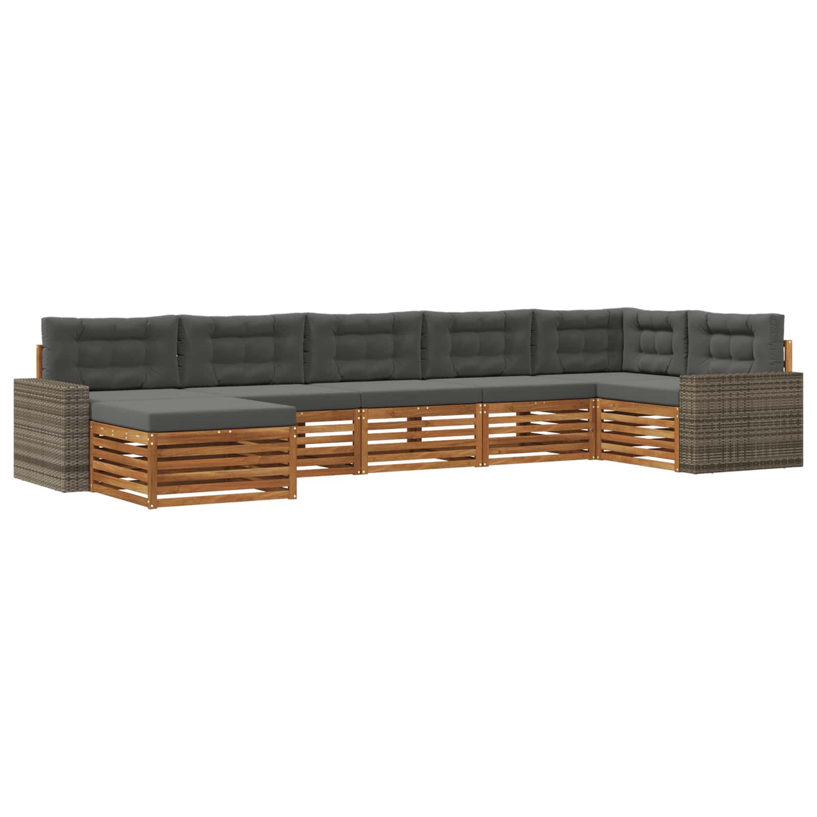 Outdoor-Sofagarnitur mit Kissen 7 pcs Natur und Anthrazit