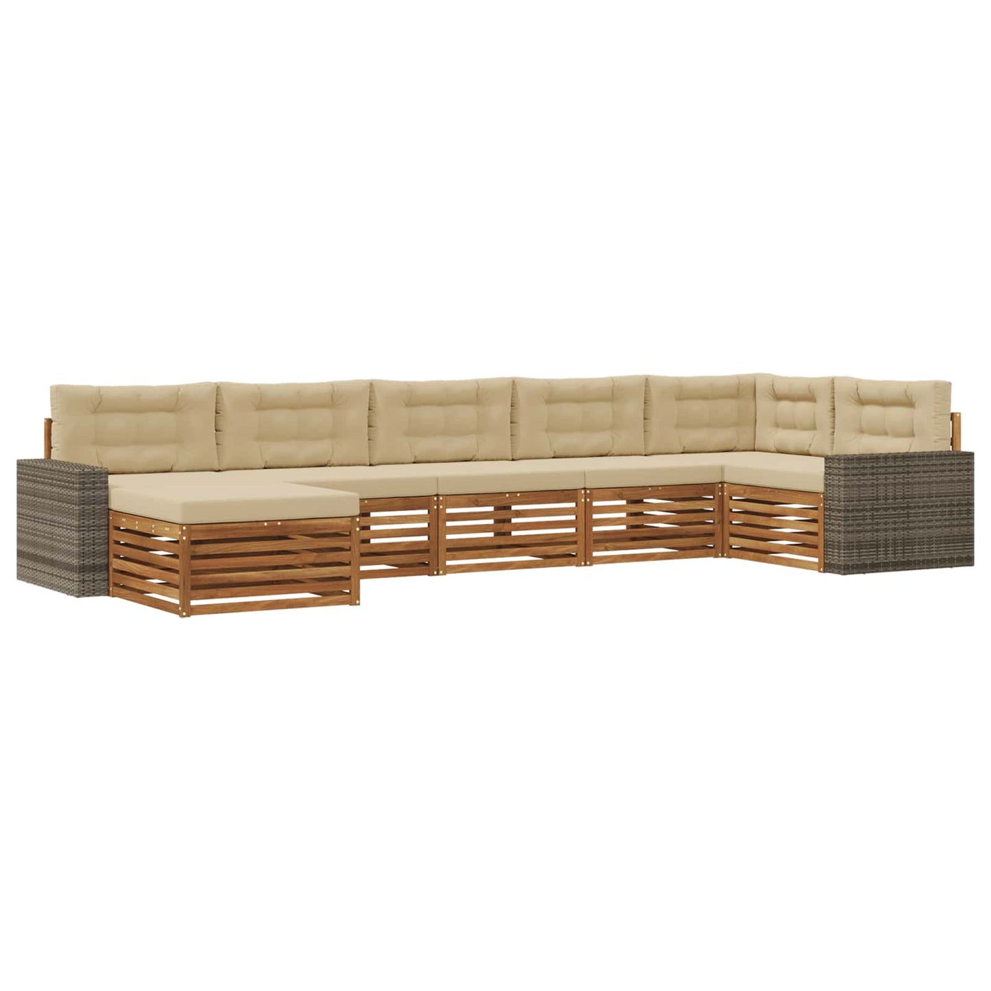 Outdoor-Sofagarnitur mit Kissen 7 pcs Natur und Beige