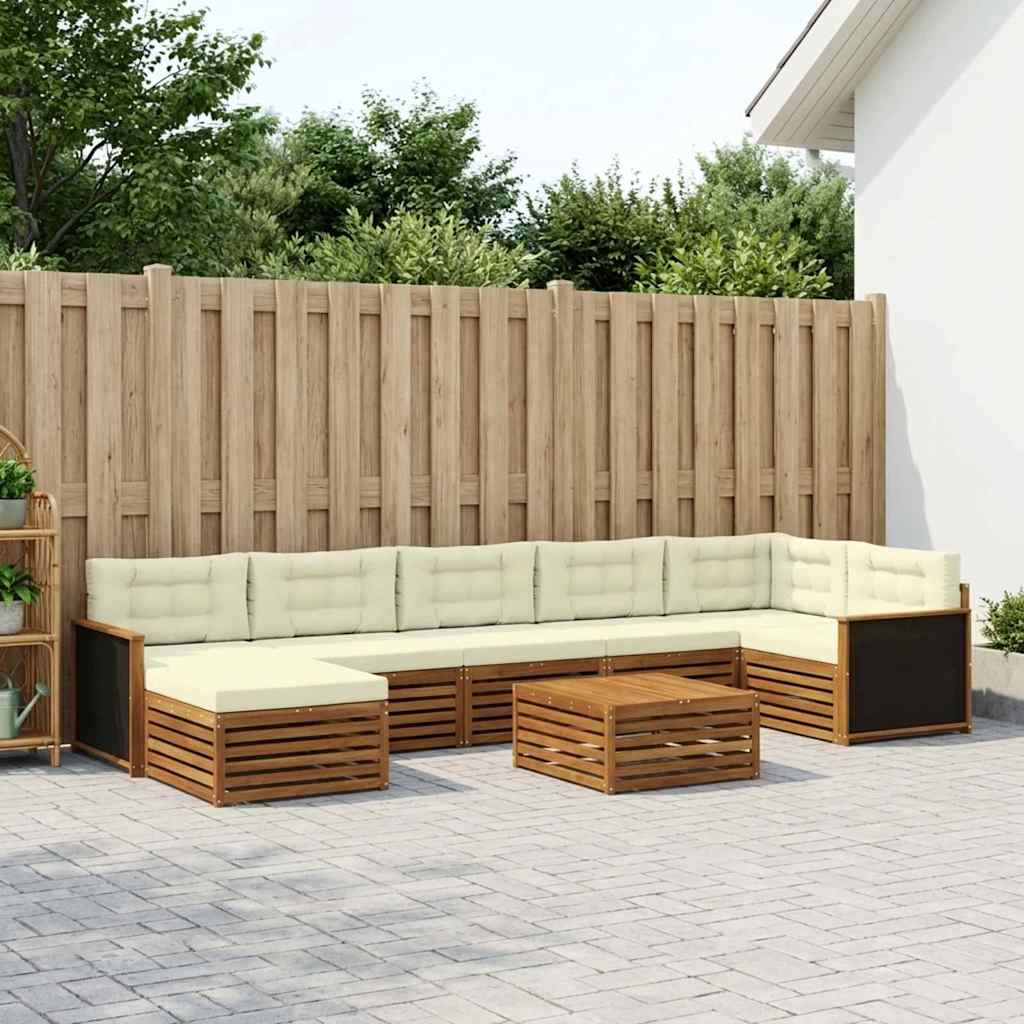 Outdoor-Sofagarnitur 8 stk. Natur und Creme