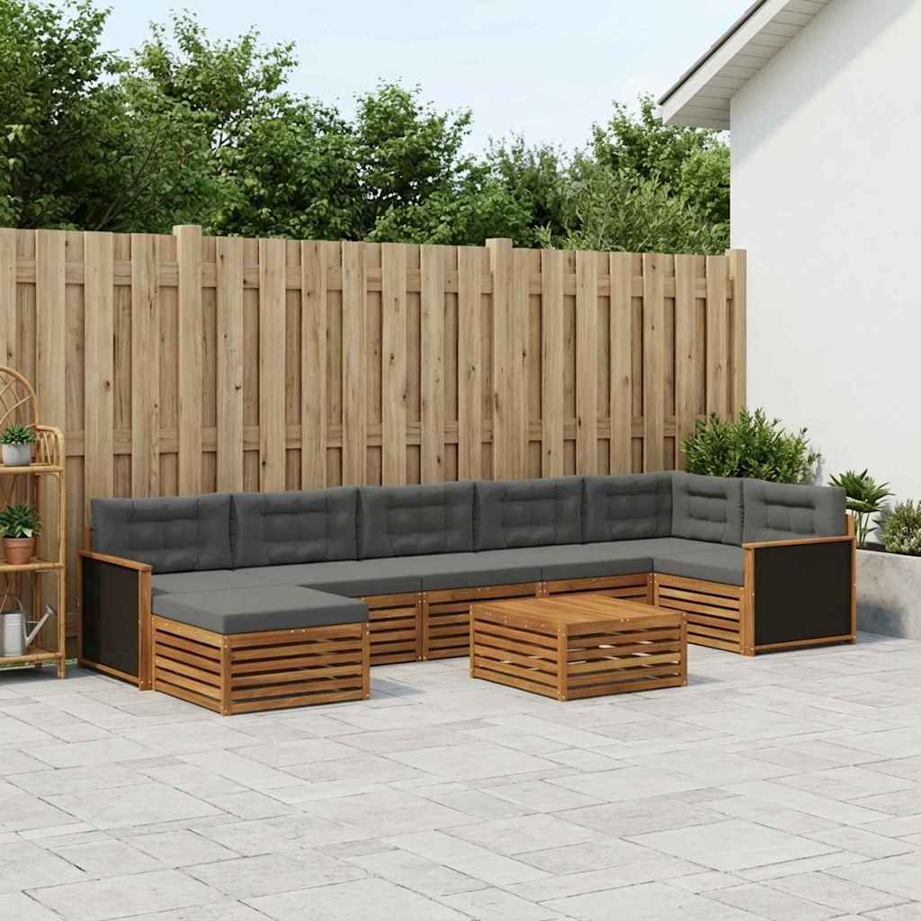 Outdoor-Sofagarnitur 8 stk. Natur und Anthrazit