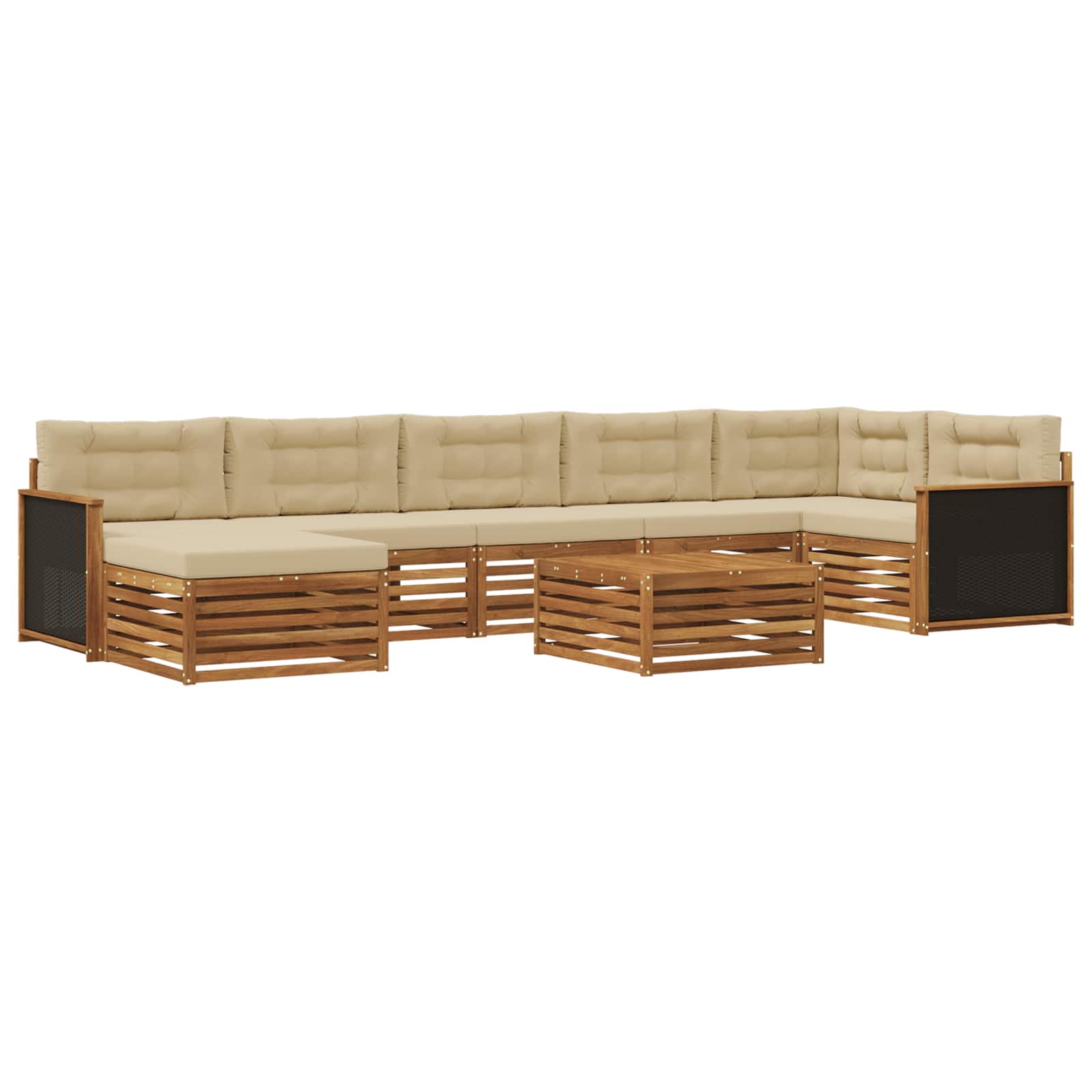 Outdoor-Sofagarnitur mit Kissen 8 pcs Natur und Beige