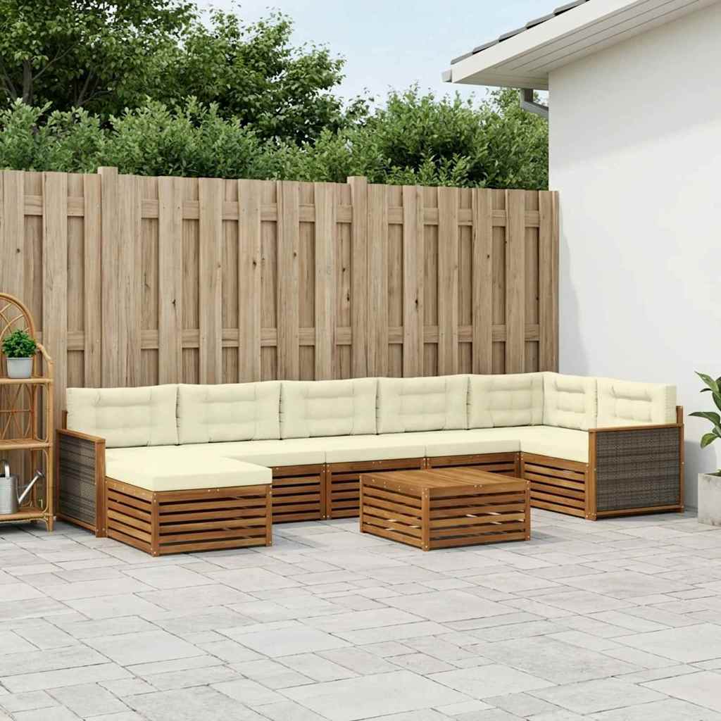 Outdoor-Sofagarnitur 8 stk. Natur und Creme