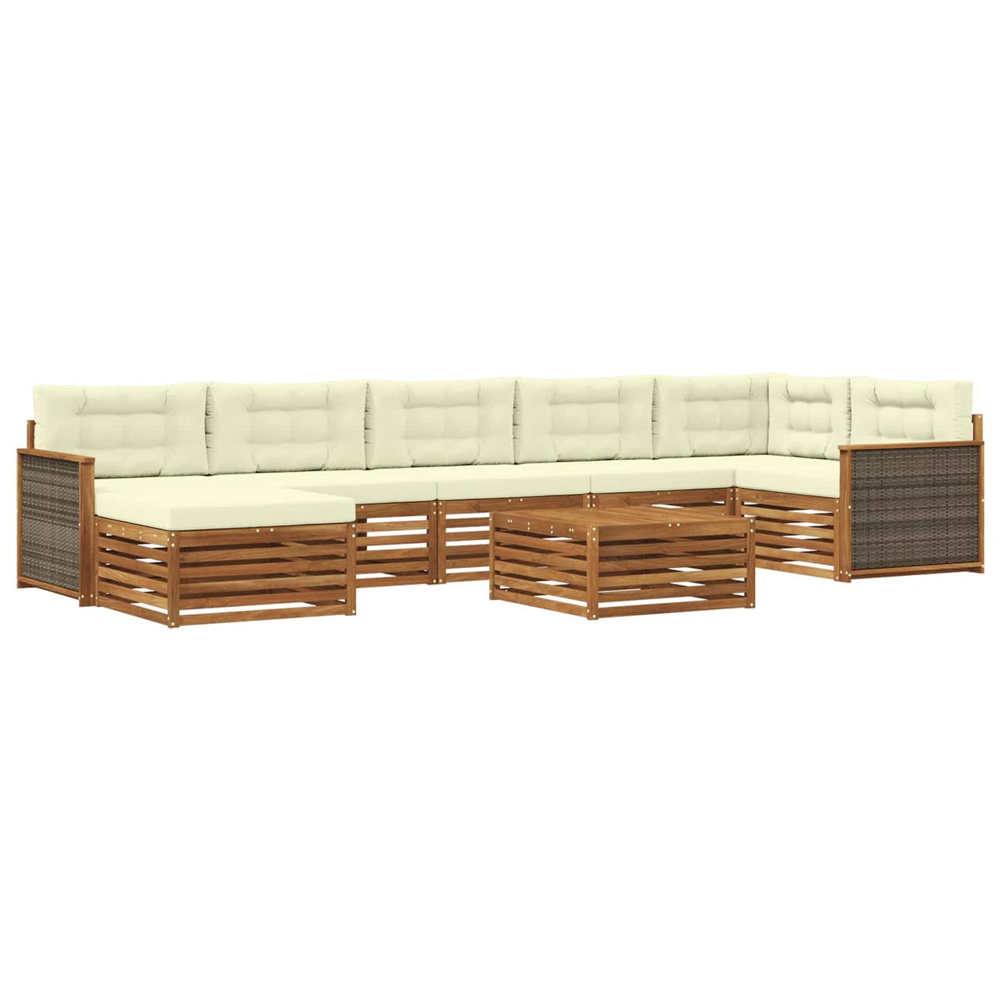 Outdoor-Sofagarnitur 8 stk. Natur und Creme